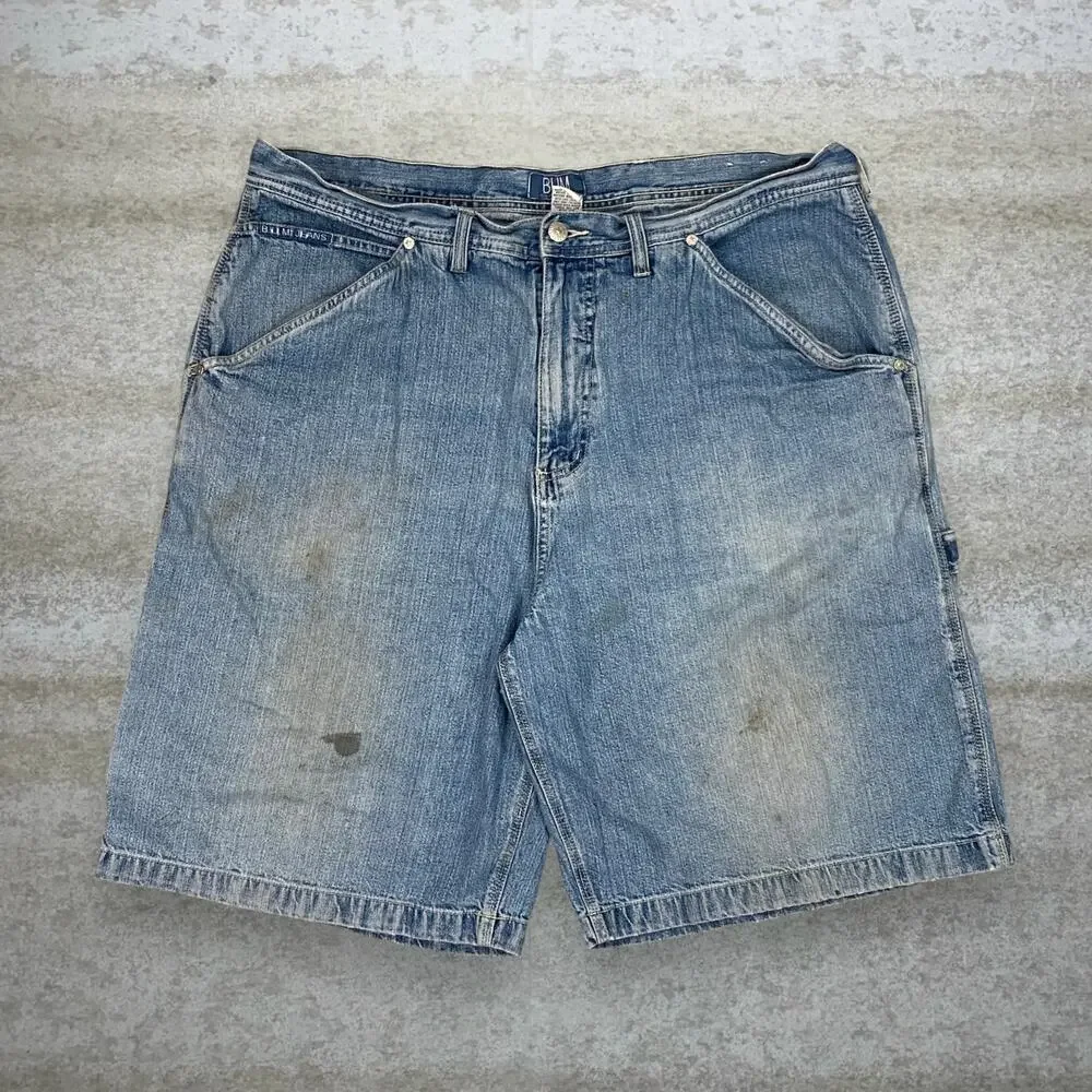 Vintage 90s BUM Equipment Carpenter Jean Shorts 40x11 Light Wash 11" Inseam - Picture 2 of 4